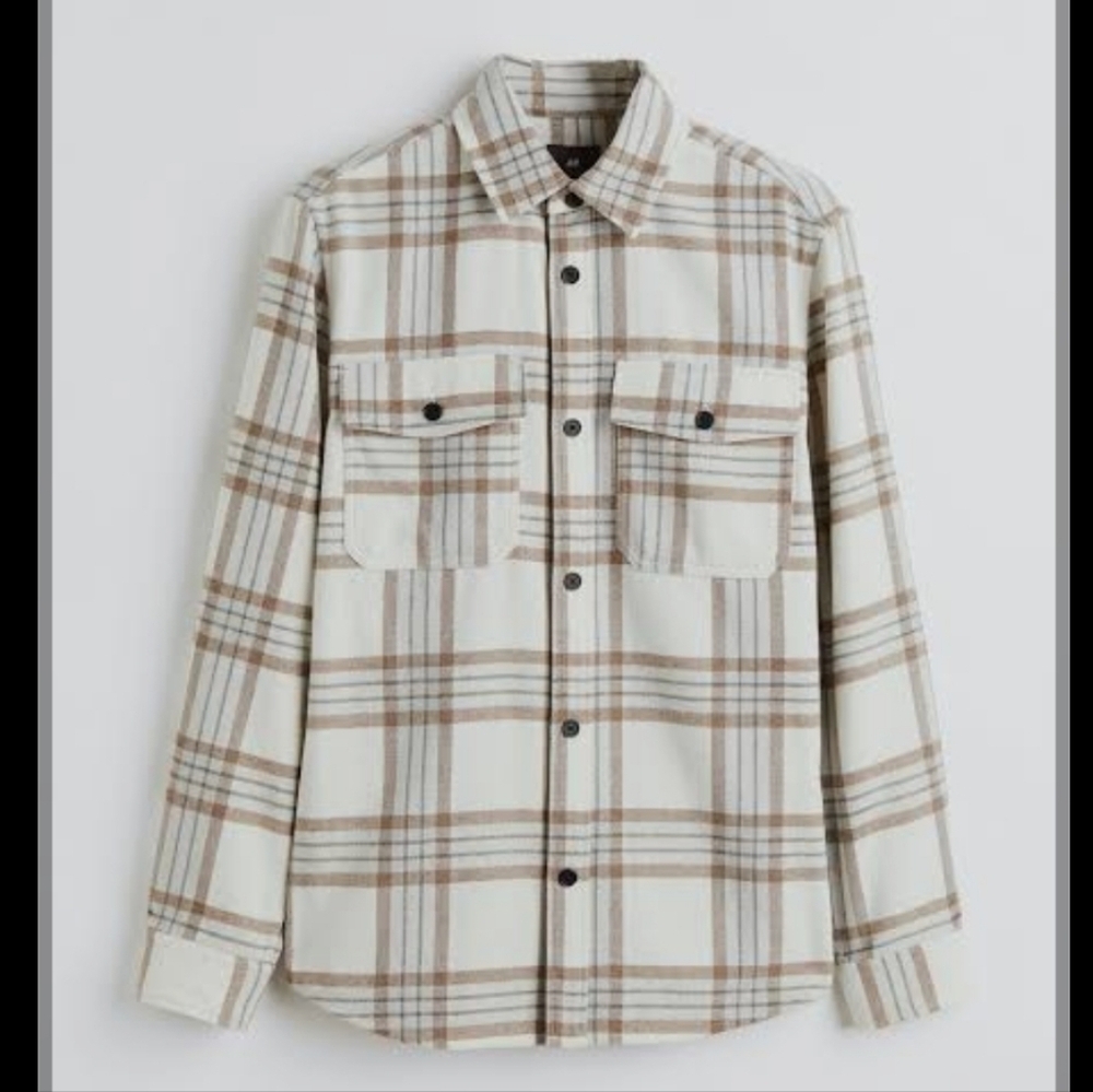 H&M Beige and Brown Plaid Shirt